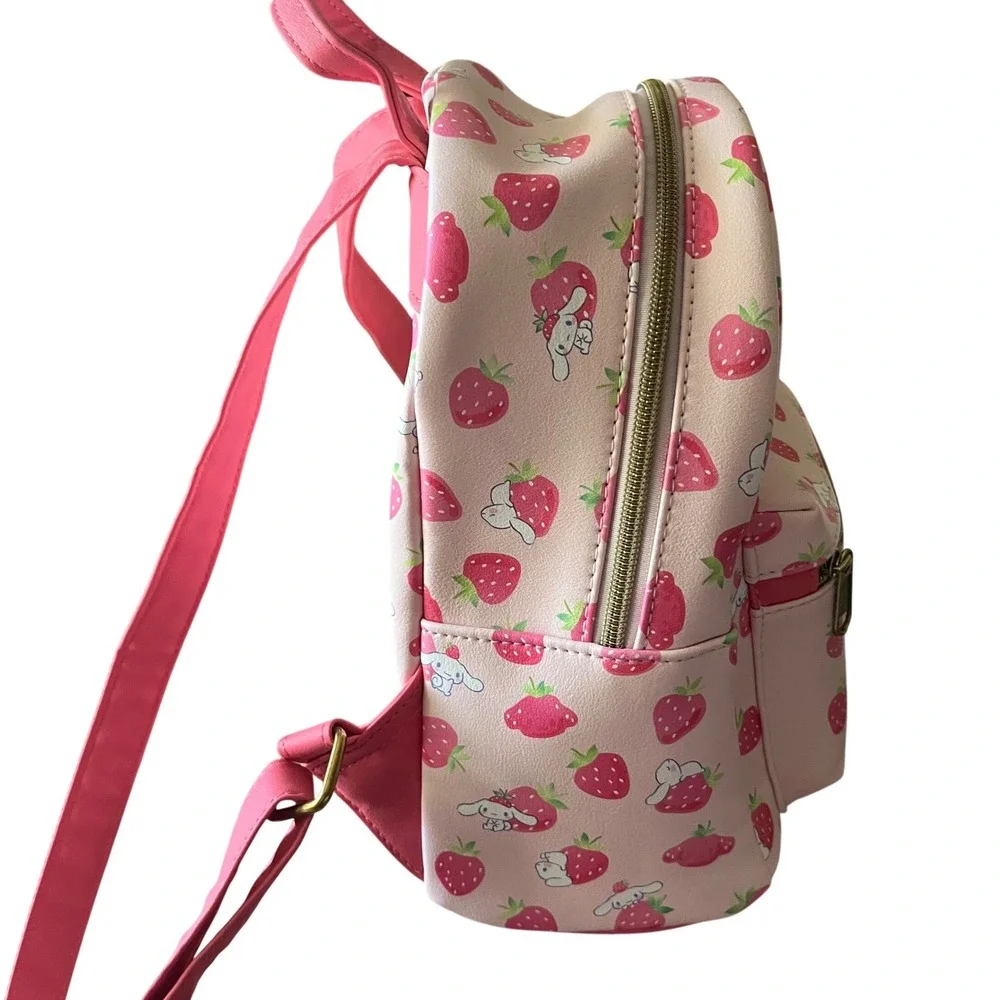 Sanrio Loungefly Cinnamoroll Strawberry Mini Backpack Pink Faux Leather Bag - Picture 4 of 7